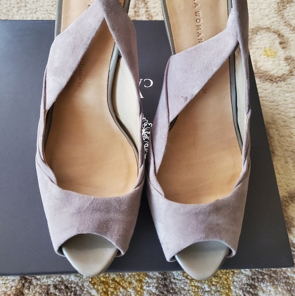 Zara Slingback peep toe heel in grey 38/7.5 - Picture 11 of 12